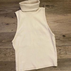 White turtleneck tank top ribbed